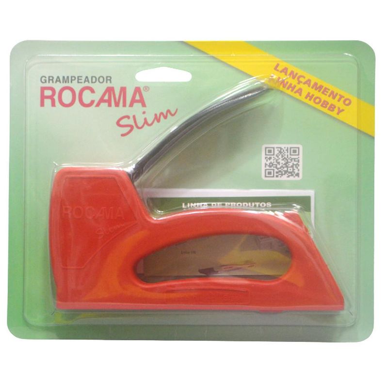 Grampeador Manual para Tapeceiro Hobby Slim Vermelho Rocama (01 unidade)