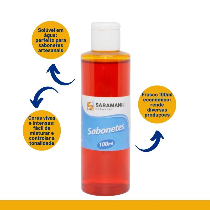 Corante Líquido para Sabonetes Artesanais Amarelo Ouro Saramanil (100ml)