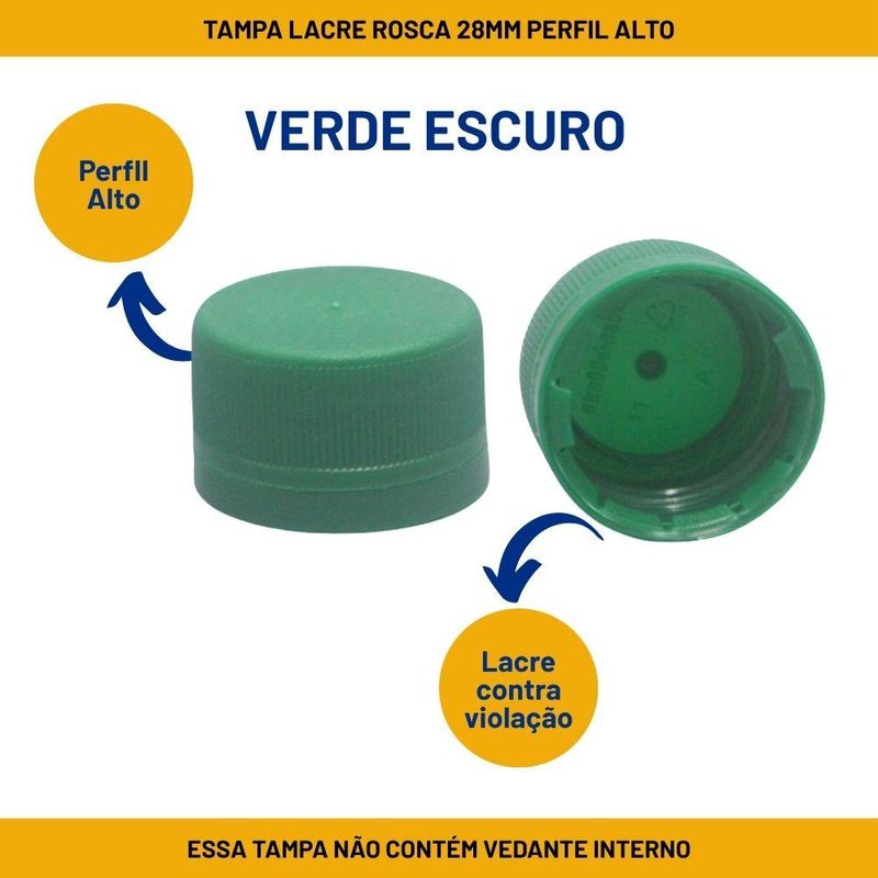 Tampa Lacre Rosca 28mm Verde Escuro Perfil Alto S/ Vedante Interno (01 unidade)