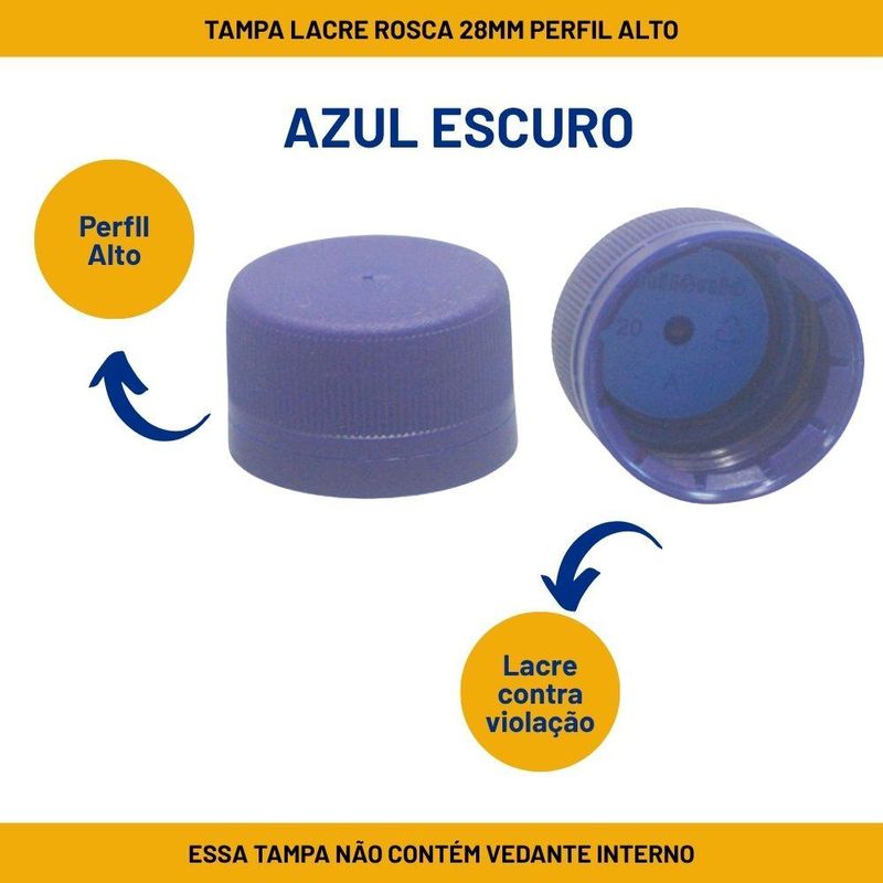 Tampa Lacre Rosca 28mm Azul Escuro Perfil Alto S/ Vedante Interno (01 unidade)