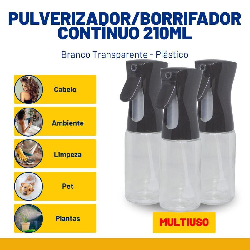 Borrifador de Vidro P/ Azeite ou Vinagre Preto Transparente 210ml Rio Tijucas (01 unidade)