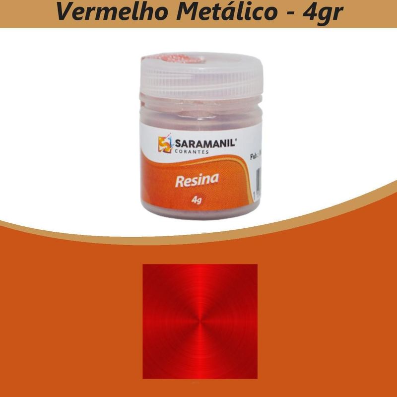 Pigmento em Pó para Resina Vermelho Metálico Saramanil (4 gramas)