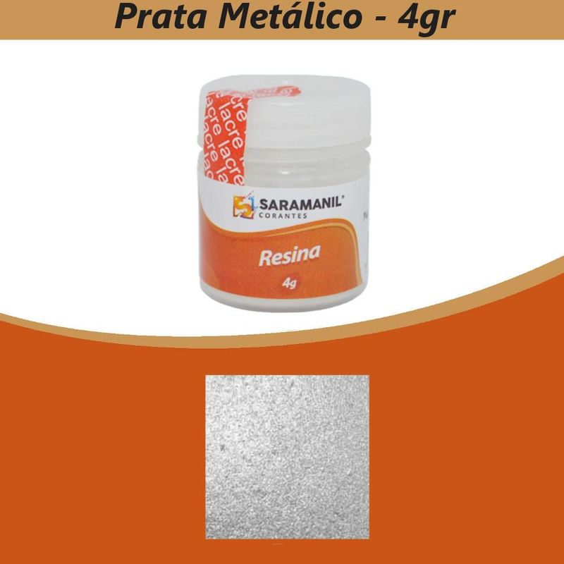 Pigmento em Pó para Resina Prata Metálico Saramanil (4 gramas)