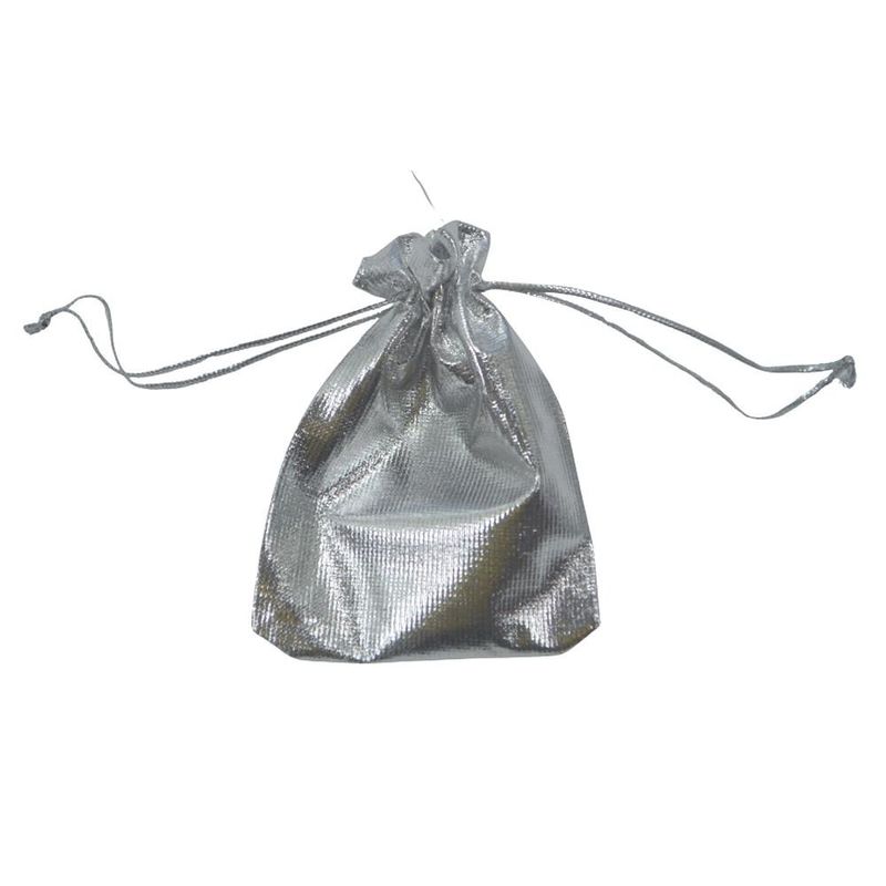 Saquinho de Poliéster Metalizado Prata 7x9cm Ref. SS7-J Comercial Wei (12 unidades)