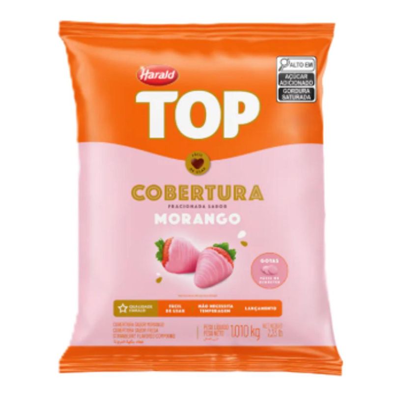 Cobertura Fracionada em Gotas Sabor Morango Top Harald (1.010kg)