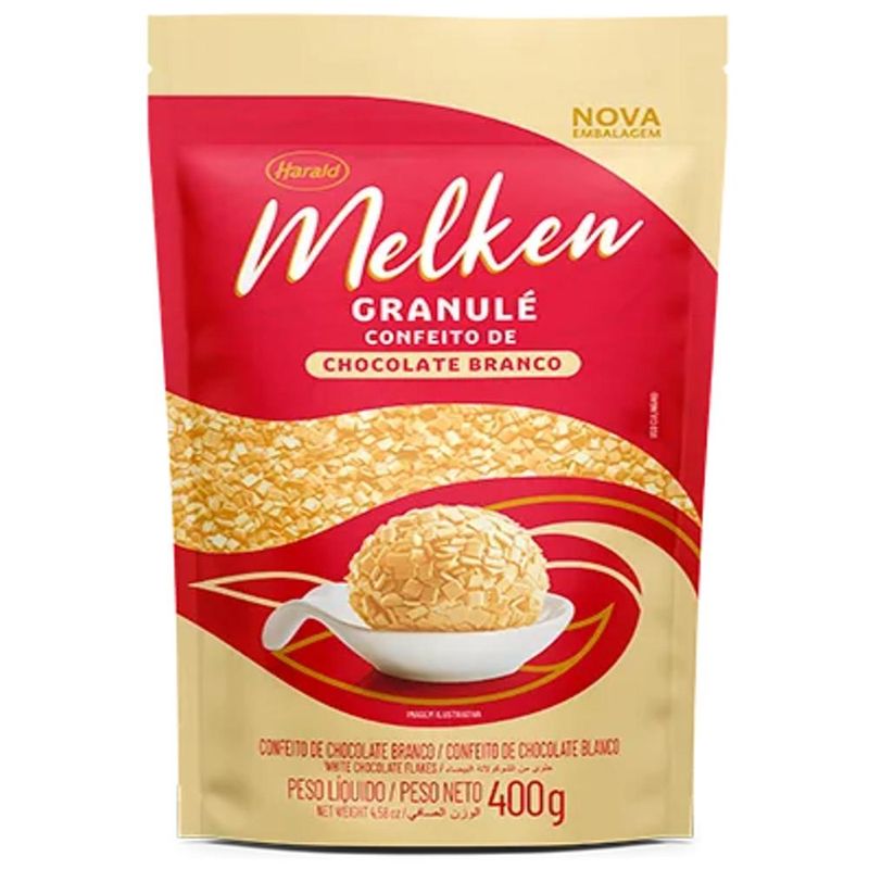 Confeito de Chocolate Branco Granulé Melken Harald (400 gramas)