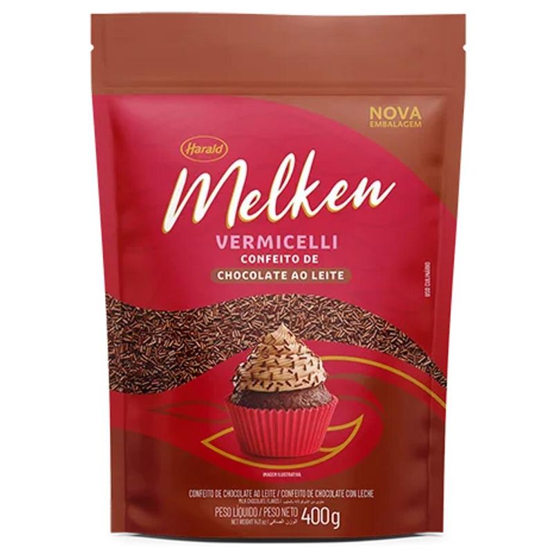 Confeito de Chocolate ao Leite Vermicelli Melken Harald (400 gramas)