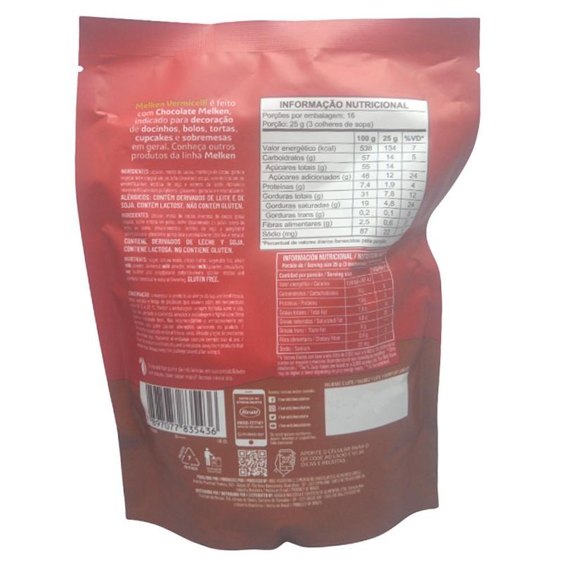 Confeito de Chocolate ao Leite Vermicelli Melken Harald (400 gramas)