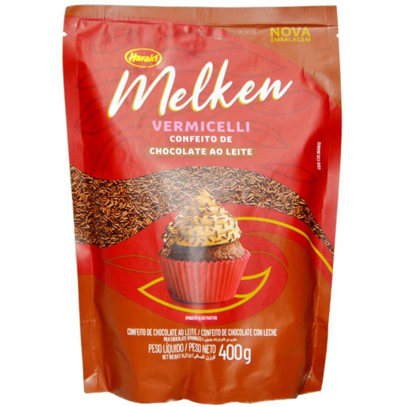 Confeito de Chocolate ao Leite Vermicelli Melken Harald (400 gramas)