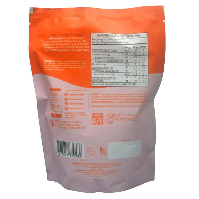 Confeito Sabor Morango Top Harald (400 gramas)