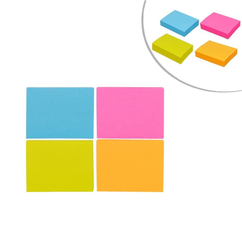 Bloco Adesivo Neon 38 mm x 50 mm com 4 Blocos Colacril (400 folhas)