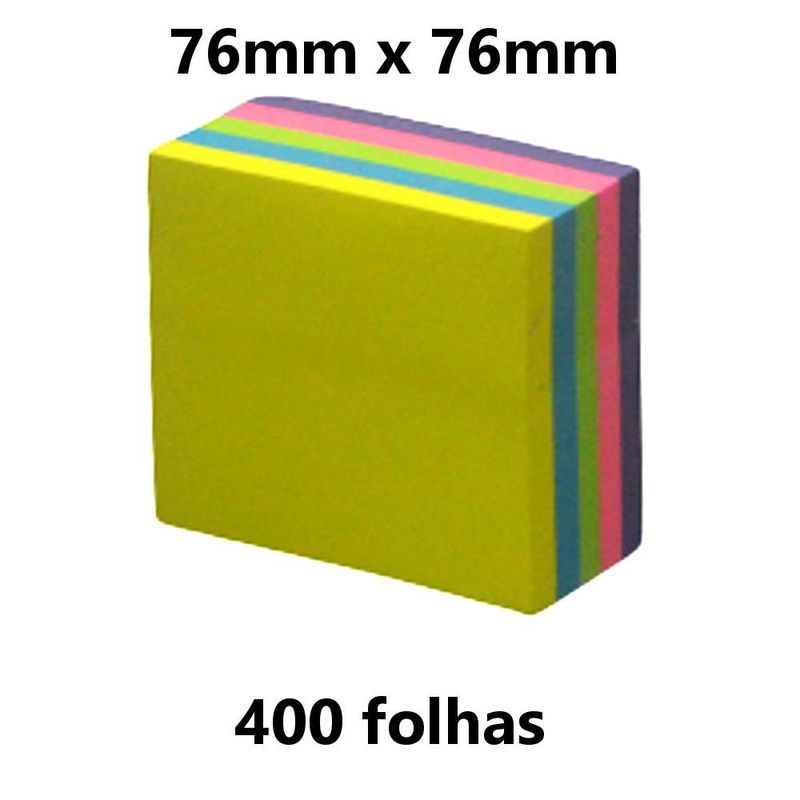 Bloco Autoadesivo Neon 76mm x 76mm Lyke (400 folhas)
