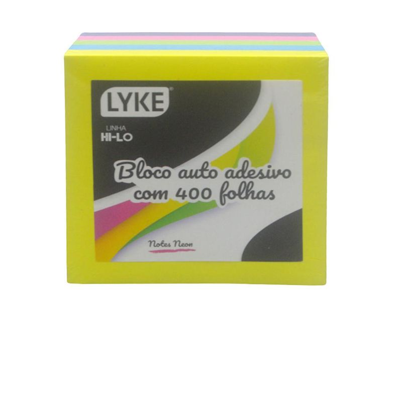 Bloco Autoadesivo Neon 76mm x 76mm Lyke (400 folhas)