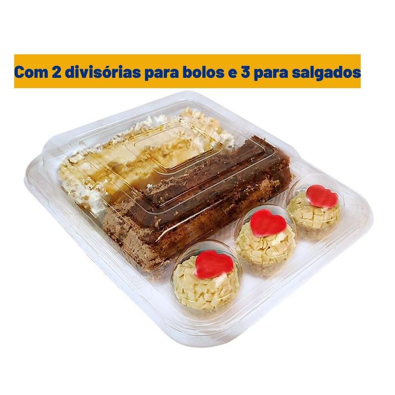 Embalagem Dueto Cristal C/ Tampa e Divisória Flip Festas (5 unidades)