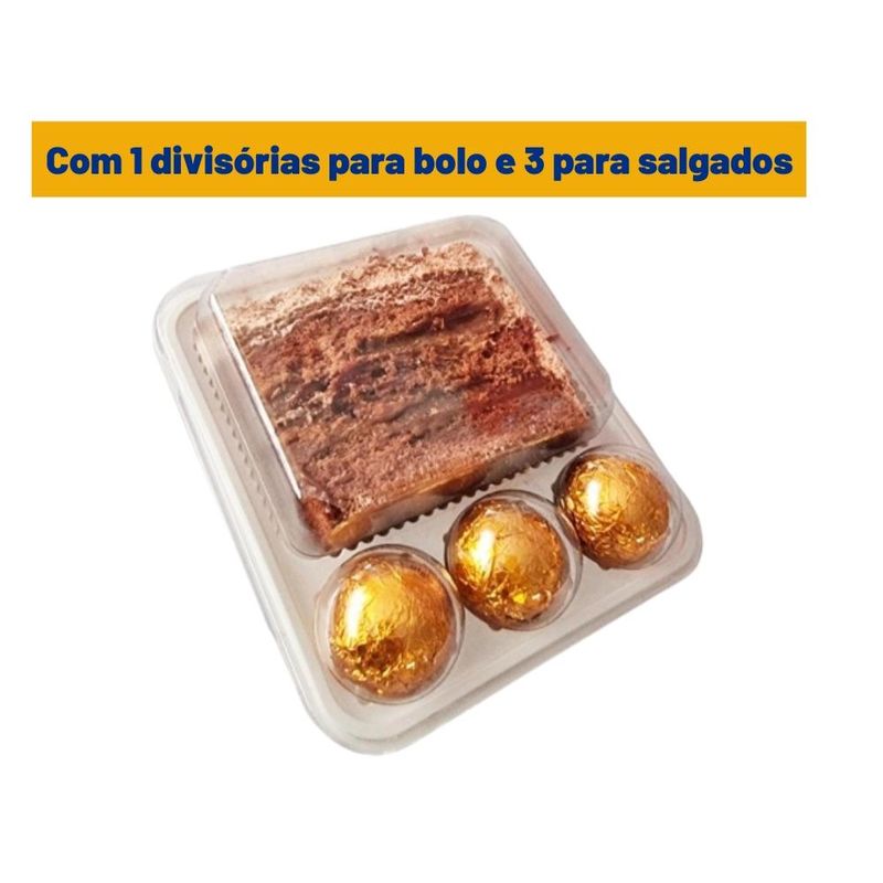 Embalagem Cristal Fiesta Baby C/ Divisória P/ Bolo e Doces Flip Festas (5 Unidades)