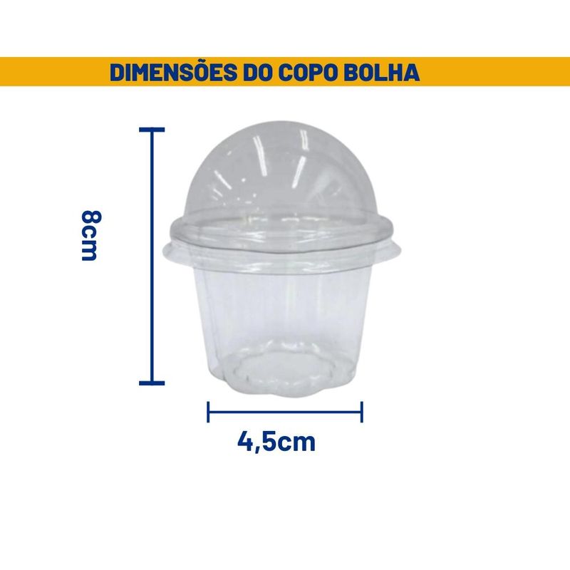 Copo Bolha Cristal C/Tampa P/ Sobremesas 100ml Flip Festas (20 Conjuntos)