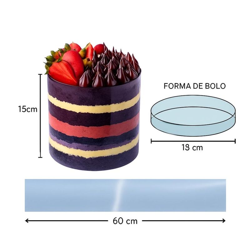 Tira Acetato Cristal P/ Forma de Bolo 18cm 15x60cm Flip Festas (5 unidades)