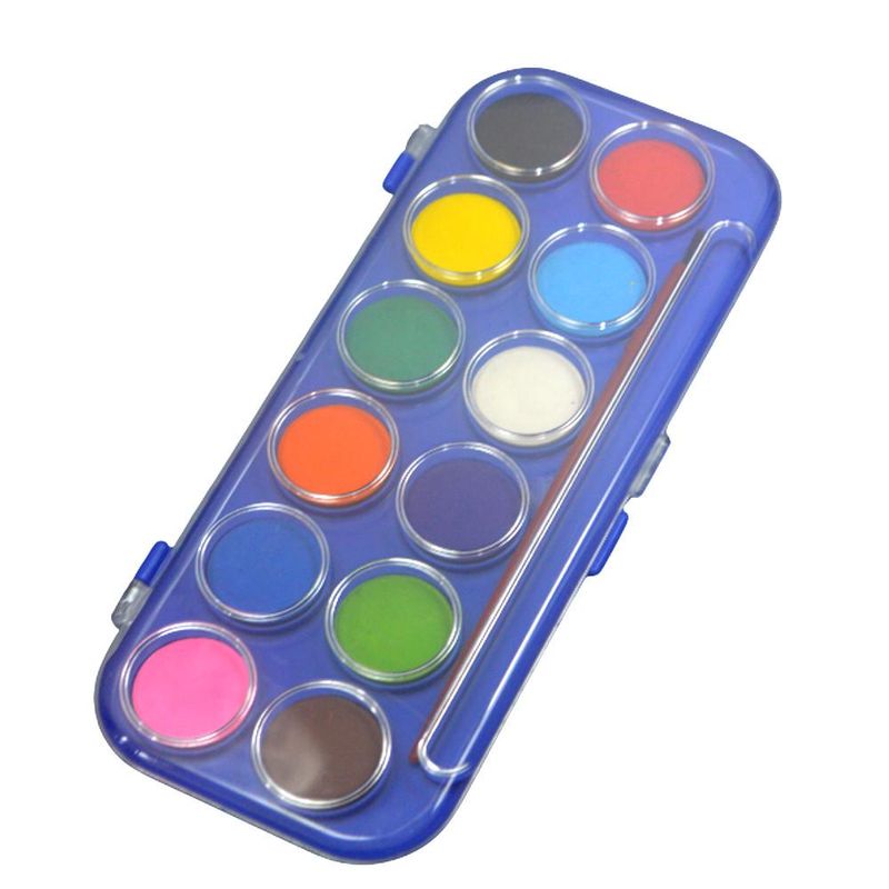 Estojo em Pastilhas Aquarela Colors Kids 12 Cores 27mm C/ Pincel Aquarela Lyke Kids (01 unidade)