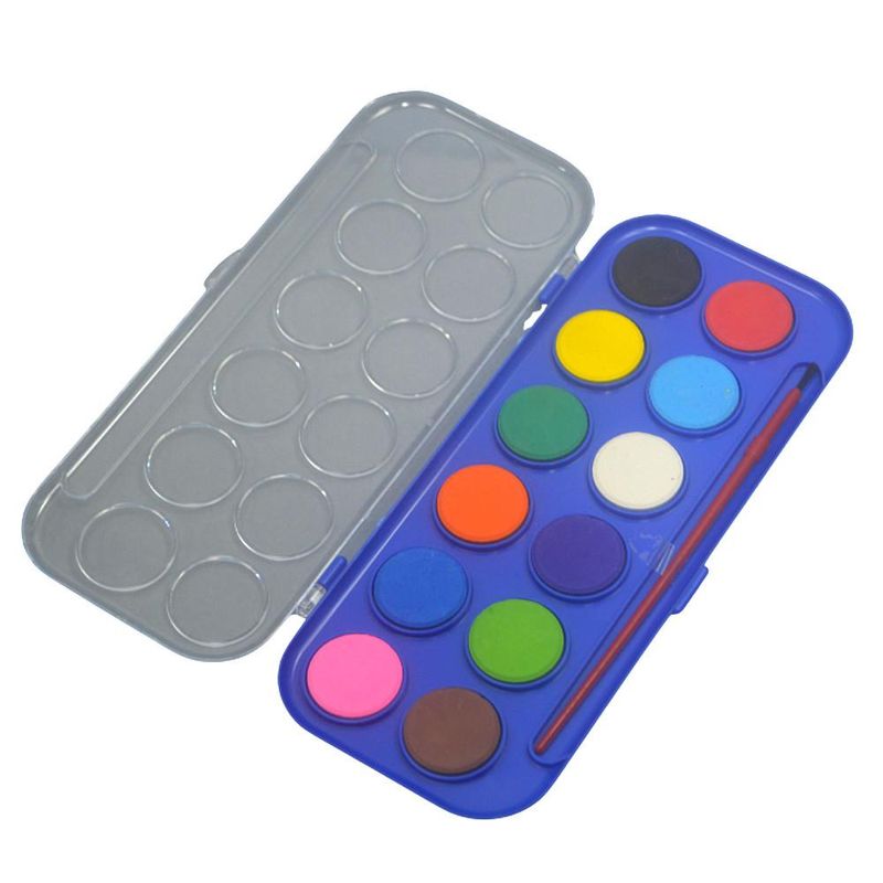 Estojo em Pastilhas Aquarela Colors Kids 12 Cores 27mm C/ Pincel Aquarela Lyke Kids (01 unidade)