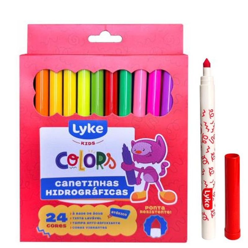 Canetinhas Hidrográficas C/ 24 Cores Lyke Kids (24 unidades)
