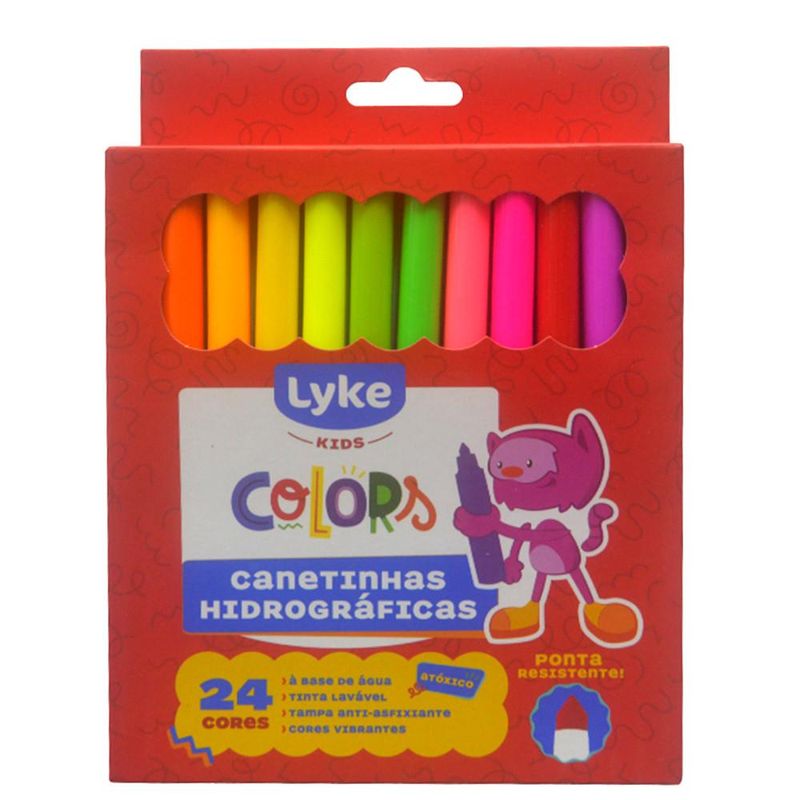 Canetinhas Hidrográficas C/ 24 Cores Lyke Kids (24 unidades)