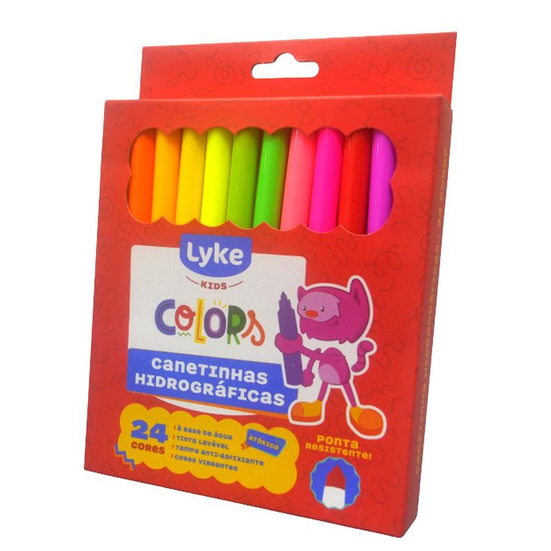 Canetinhas Hidrográficas C/ 24 Cores Lyke Kids (24 unidades)