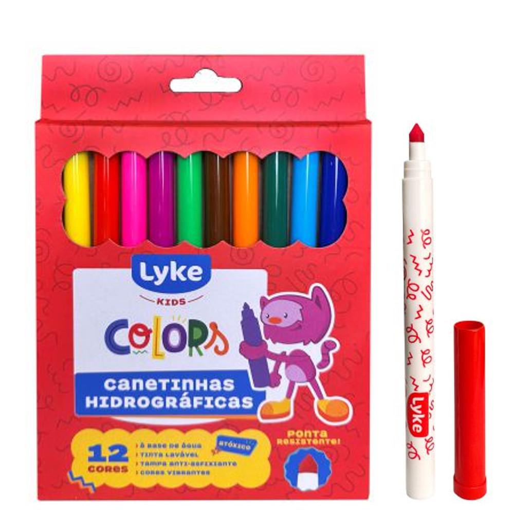 Canetinhas Hidrográficas Lyke Kids 12 Cores - Irmãos Haluli