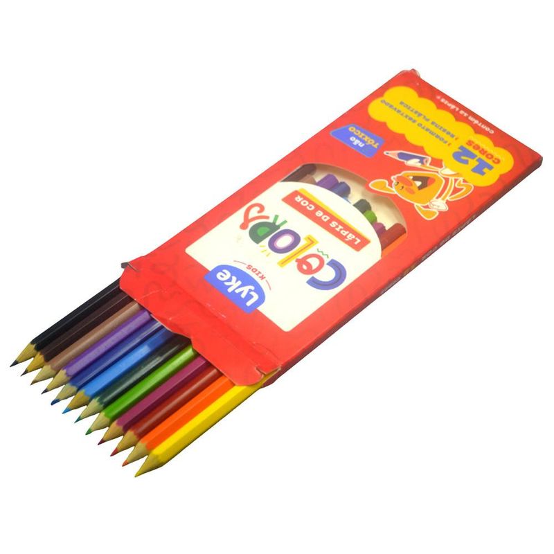 Lápis de Cor Sextavado Resina Plástica C/ 12 Cores Lyke Kids (12 unidades)
