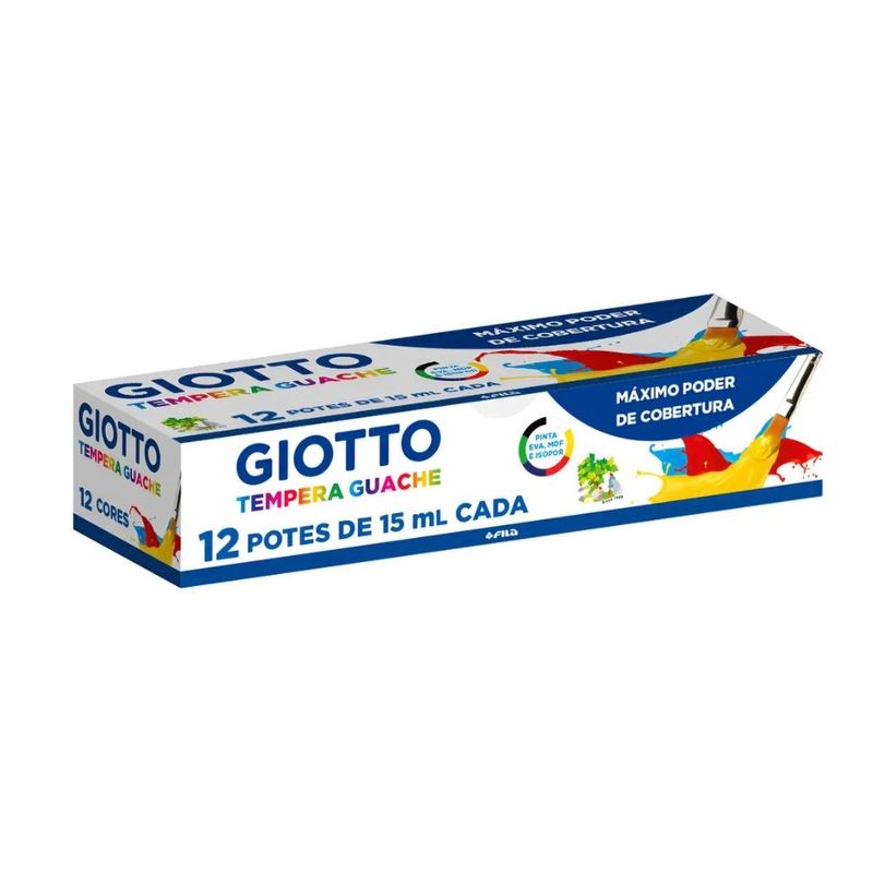 Tinta Têmpera Guache C/ 12 Cores 15ml Giotto (12 unidades)