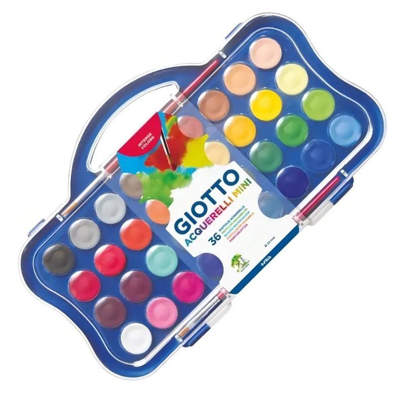 Estojo em Pastilhas Aquarela 36 Cores 23mm C/ Pincel Acquerelli Giotto (01 unidade)