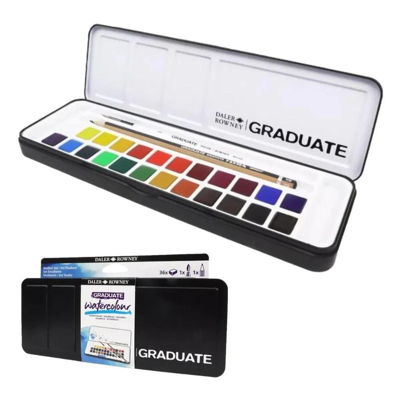 Aquarela Daler Rowney Graduate C/ Pincel Lápis 36 Cores (01 unidade)