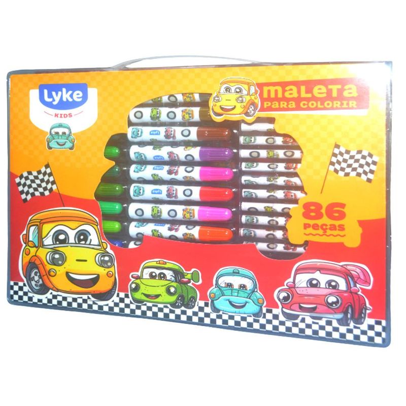 Maleta para Colorir 86 Peças Carros Lyke Kids (86 peças)