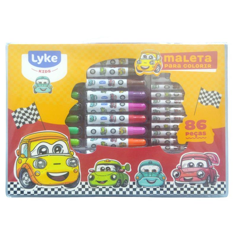 Maleta para Colorir 86 Peças Carros Lyke Kids (86 peças)