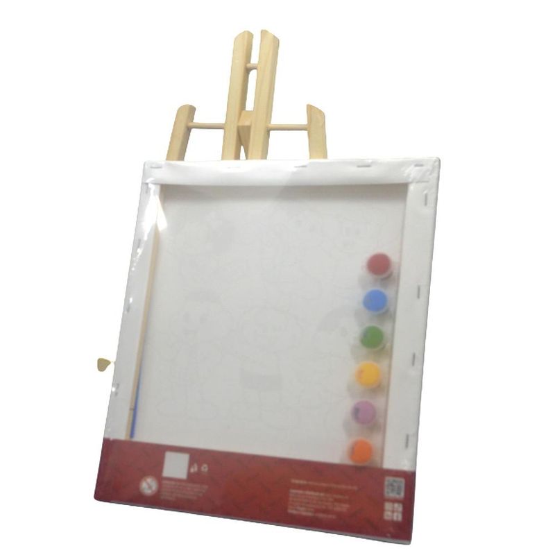Kit P/ Pintura Tela + Mini Cavalete + Tinta e Pincel Turma da Mônica Lyke Kids (9 peças)
