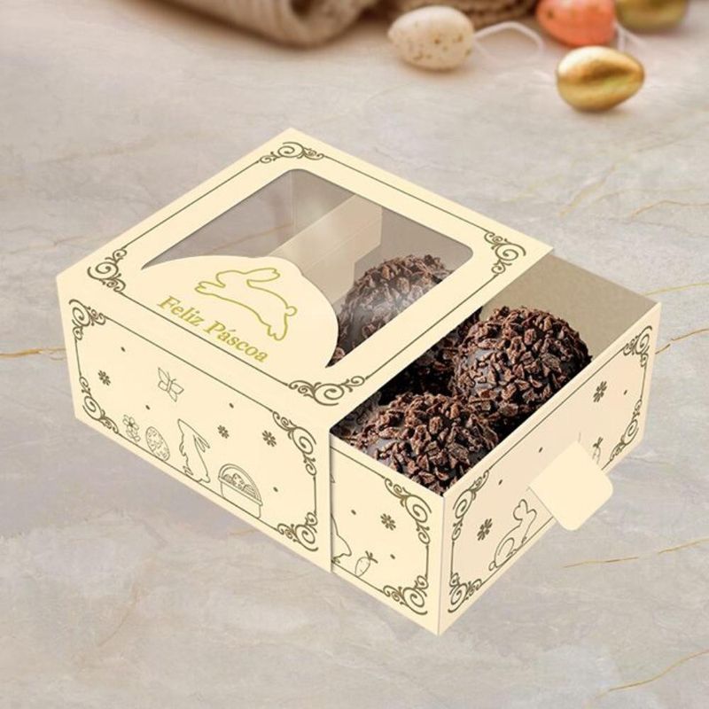 Caixa Gaveta P/ 4 Doces C/ Visor e Puxador Páscoa Luz C5857 Ideia (01 unidade)