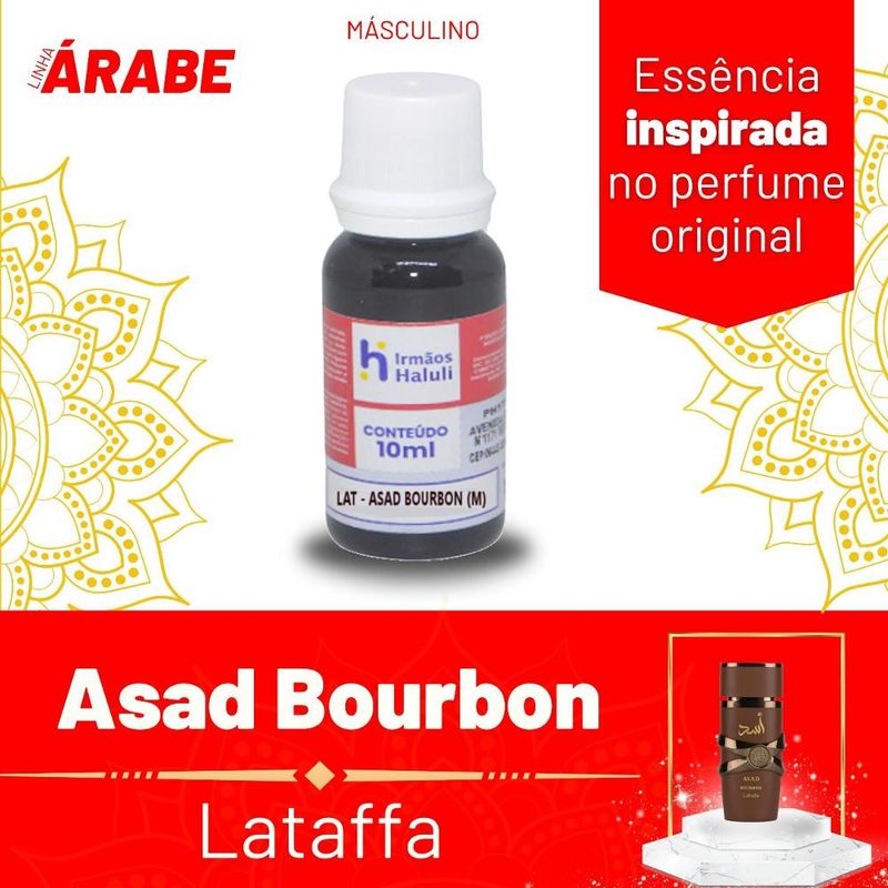 Essência LAT - Asad Bourbon Marculino P/ Perfumes Linha Árabe Irmãos Haluli (10ml)