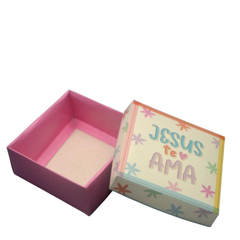 Mini Caixa P/ Presente Frase Jesus Te Ama 9.5x9.5x4cm Cromus (01 unidade)