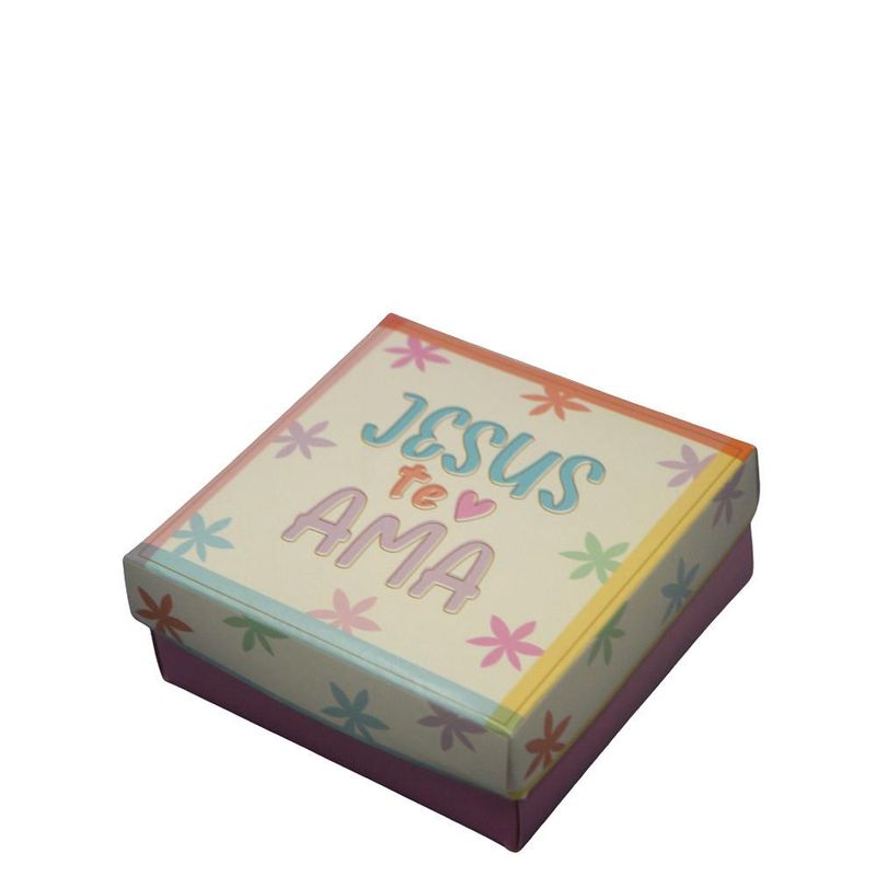 Mini Caixa P/ Presente Frase Jesus Te Ama 9.5x9.5x4cm Cromus (01 unidade)