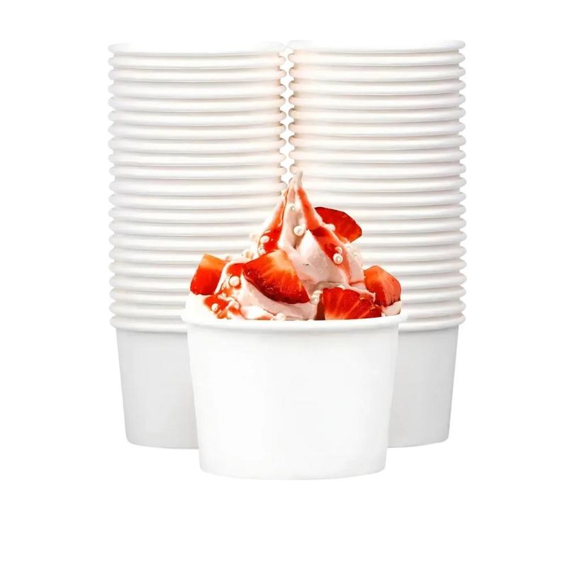 Pote de Papel Térmico P/ Sorvete Branco 80ml Vabene (50 Unidades)