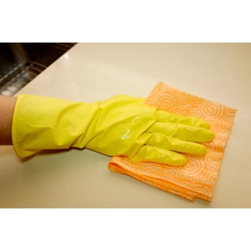 Luva de Látex Multiuso Limpeza Leve Tamanho M 7,5" Amarela Vabene (01 Par)