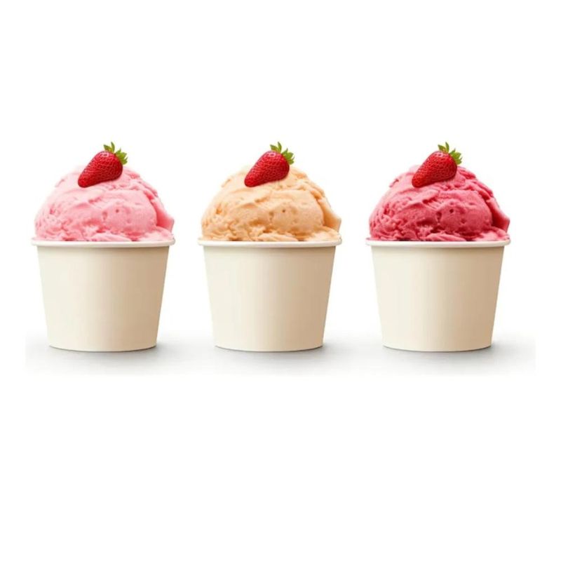 Pote de Papel Térmico P/ Sorvete Branco 150ml Vabene (25 Unidades)