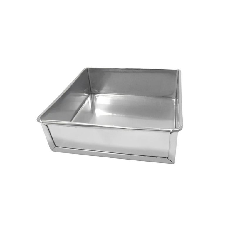 Forma de Alumínio Torta Quadrada C/ Fundo Fixo 20x20x5 Alumínio Circular (01 unidade)