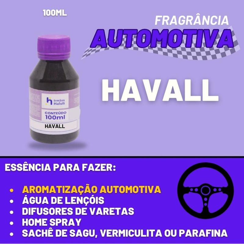 Essência Auto Havall para Ambiente e Difusor Linha Lilás Irmãos Haluli (100ml)