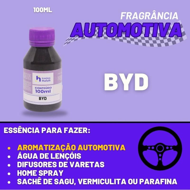 Essência Auto BYD para Ambiente e Difusor Linha Lilás Irmãos Haluli (100ml)