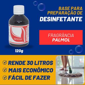 Base para Desinfetante Fragrância Rende 30 Litros Palmol 120gr Verzzon
