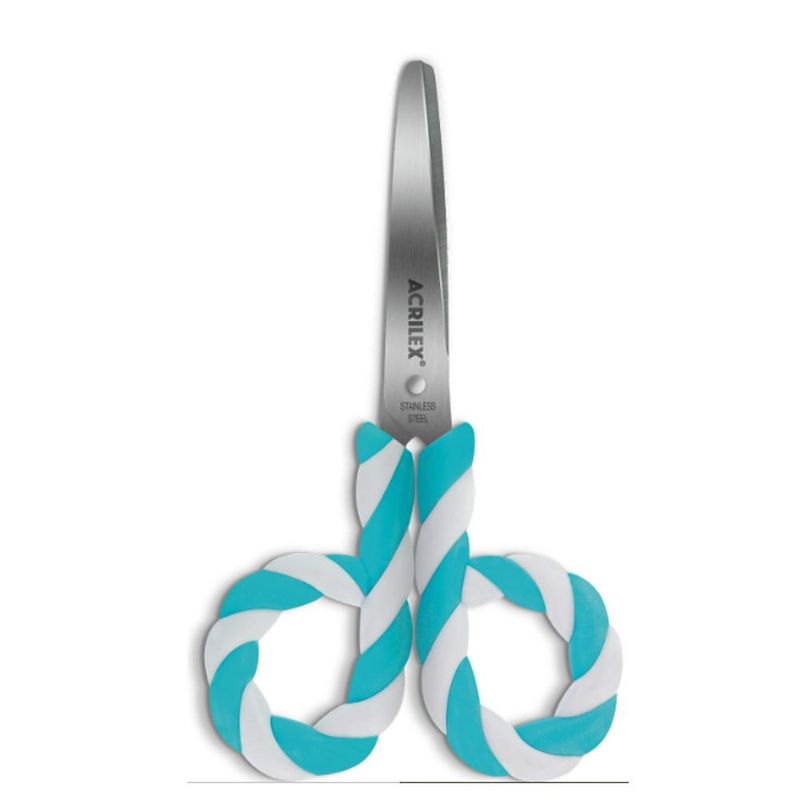 Tesoura Escolar Pirulito 13cm Ref. 22540 Azul C/ Verde Acrilex (01 unidade)