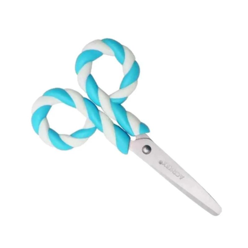 Tesoura Escolar Pirulito 13cm Ref. 22540 Azul C/ Verde Acrilex (01 unidade)