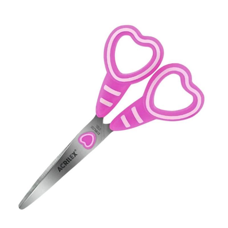 Tesoura Escolar Coração 13cm Ref. 22538 Rosa Acrilex (01 unidade)