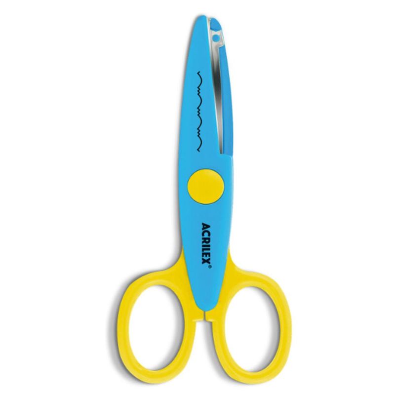 Tesoura Zig Zag 13cm Ref. 22542 Amarelo C/ Azul Acrilex (01 unidade)