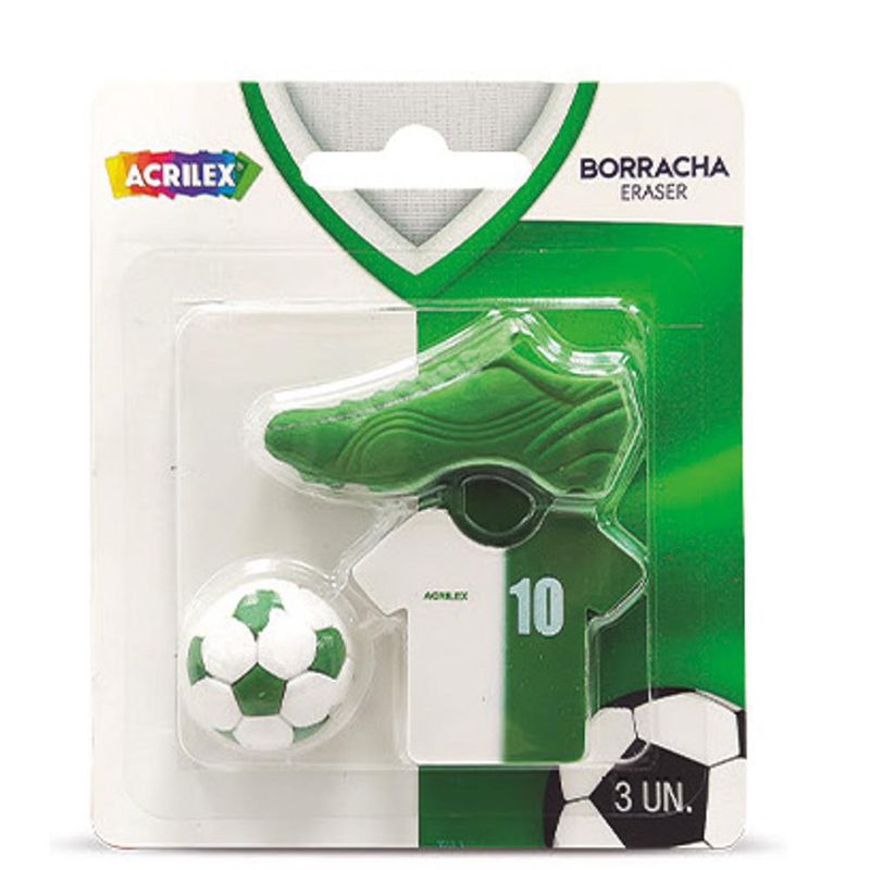 Borracha Futebol Branco e Verde Ref. 21962 Acrilex (03 unidades)
